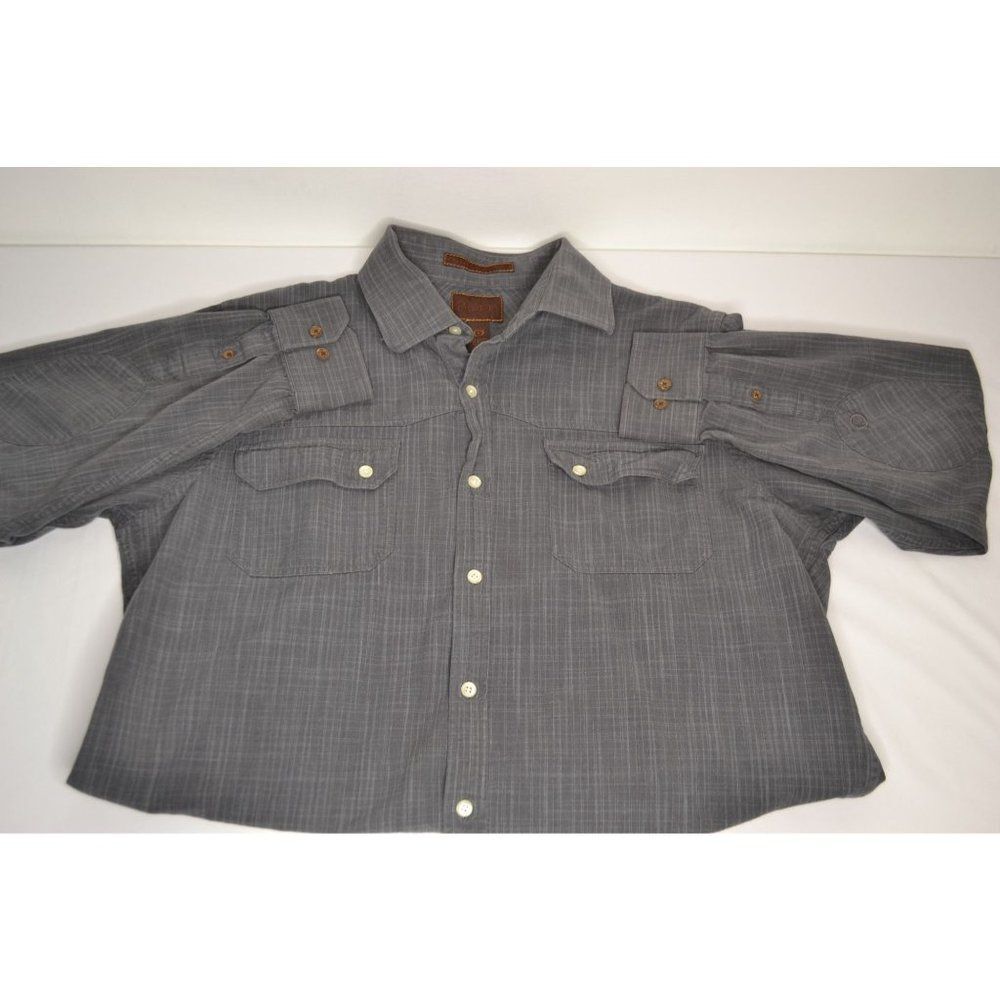 Born Men's Large Grey Plaid Bamboo Blend Long Sleeve Button Down Shirt